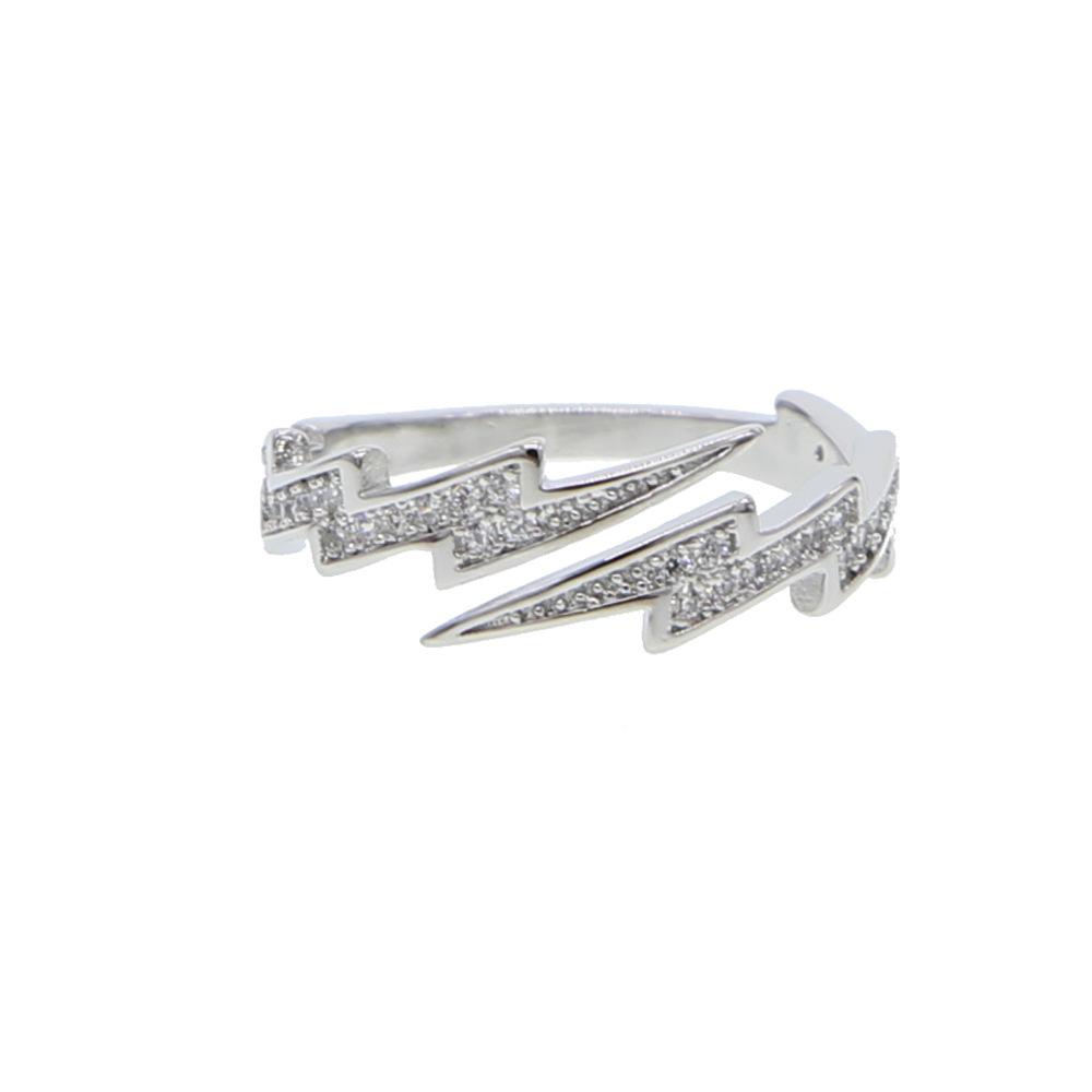 Hip Hop Gold Plated Icy Finger Rings Jewelry Fashion Iced Out Cubic Zirconia Wedding Ring Men Opening Diamond Lightning Ring