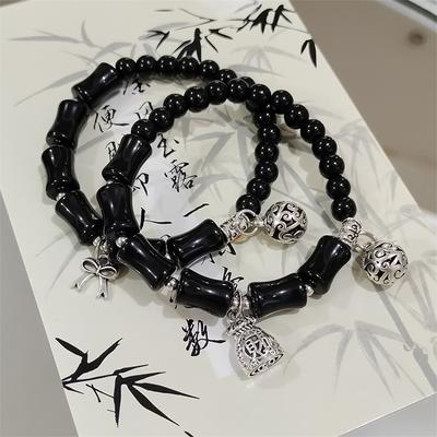 Chinesischer Stil Glück Dreht Retro Bambus Glocken Armband Für Frauen Schmuck Party Geschenke