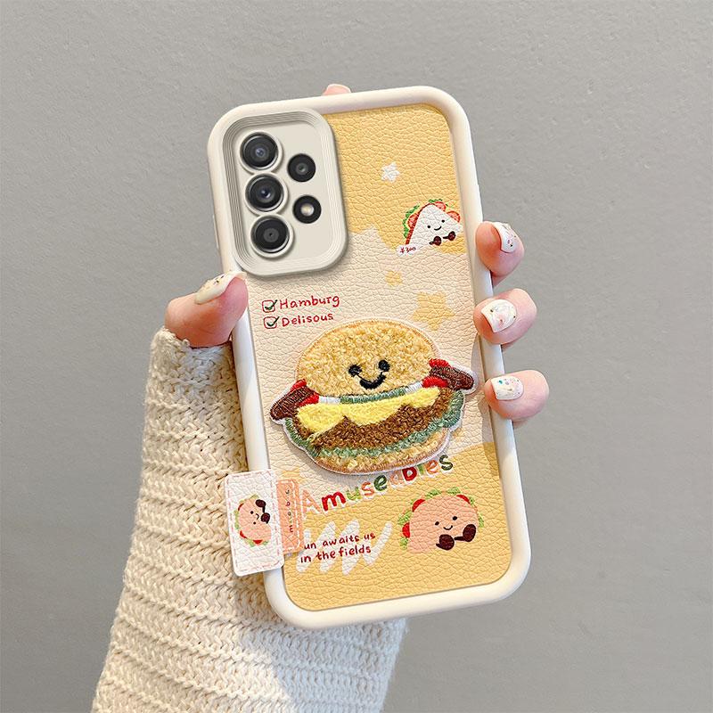 KEYSION Cartoon Cute Plush Embroidery Case for Samsung A53 5G A33 A23 with Lanyard Shockproof Phone Cover for Galaxy A13 4G