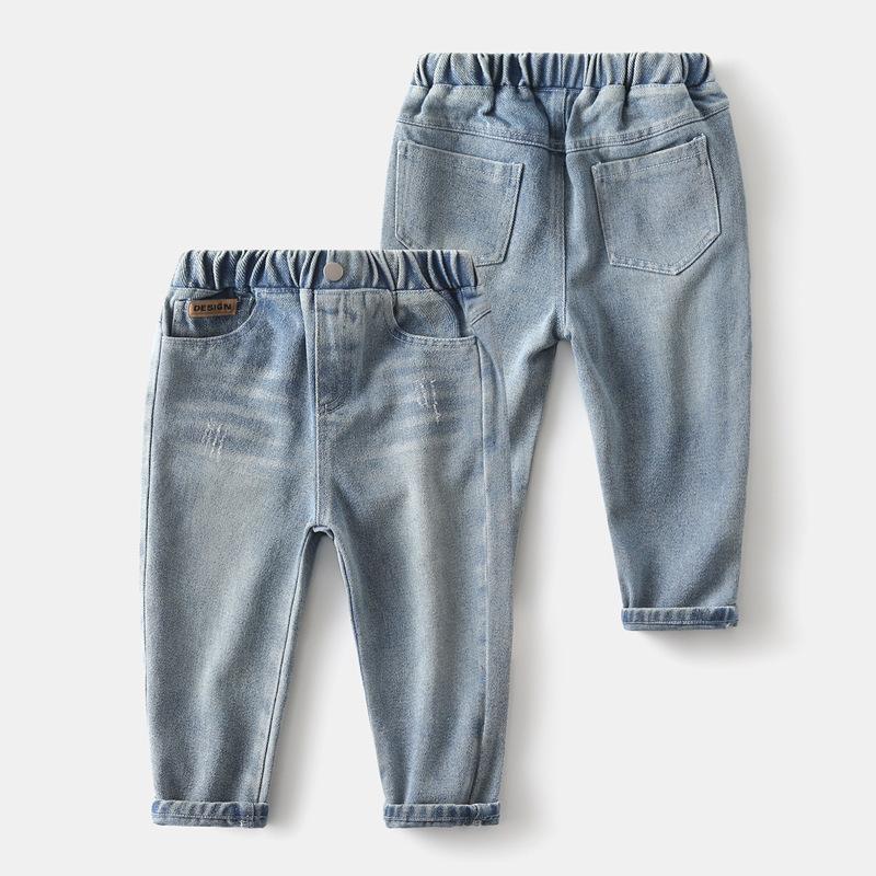 Children's Jeans Spring and Autumn Pants Boys' Worn Casual Denim Pants