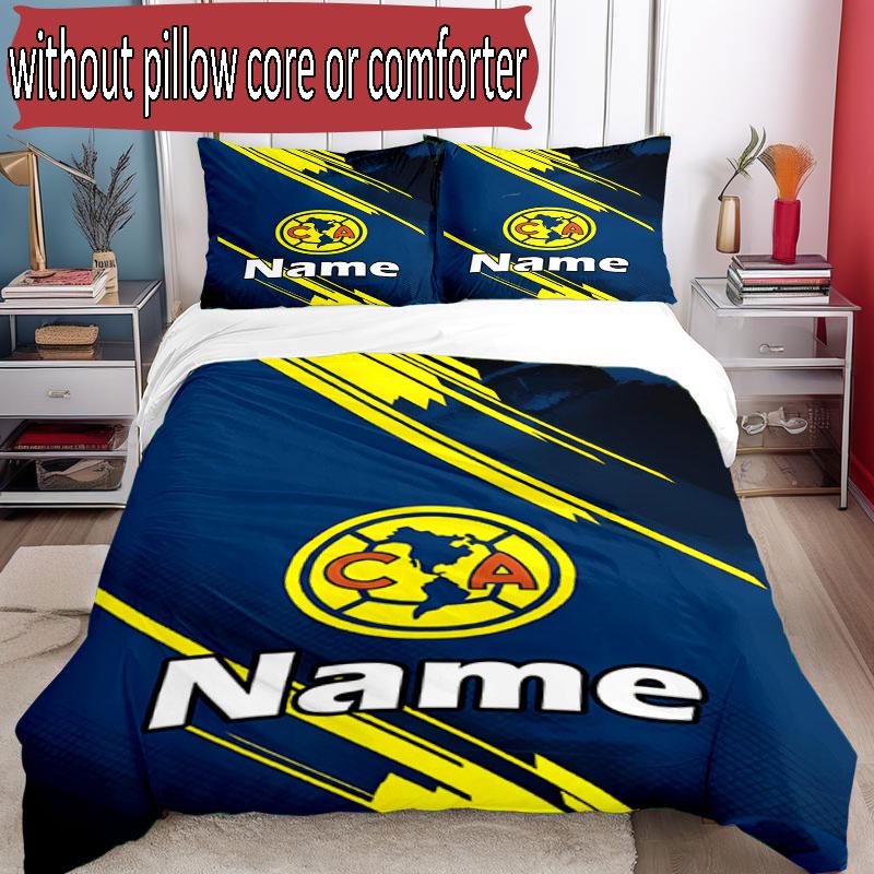 3pcs Duvet Cover Set (1*Duvet Cover + 2*Pillowcase, Without Core), Custom Name Club America Pattern Bedding Set, Home Bedroom Decor Gift