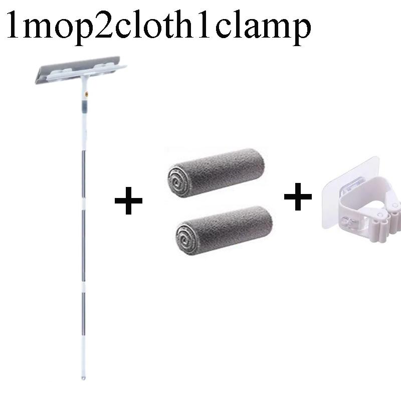 2-in-1 Telescopic Glass Wiper Multi-Functional 180° Ratation with Scraper Mop for Bathroom Outdoor Extended Window Cleaning Tool