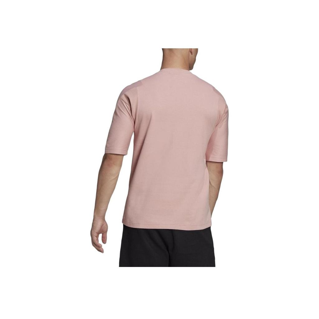Adidas Solid Logo Print Casual Crew Neck Short Sleeve T-Shirt Men Tops Light-Pink HB6598