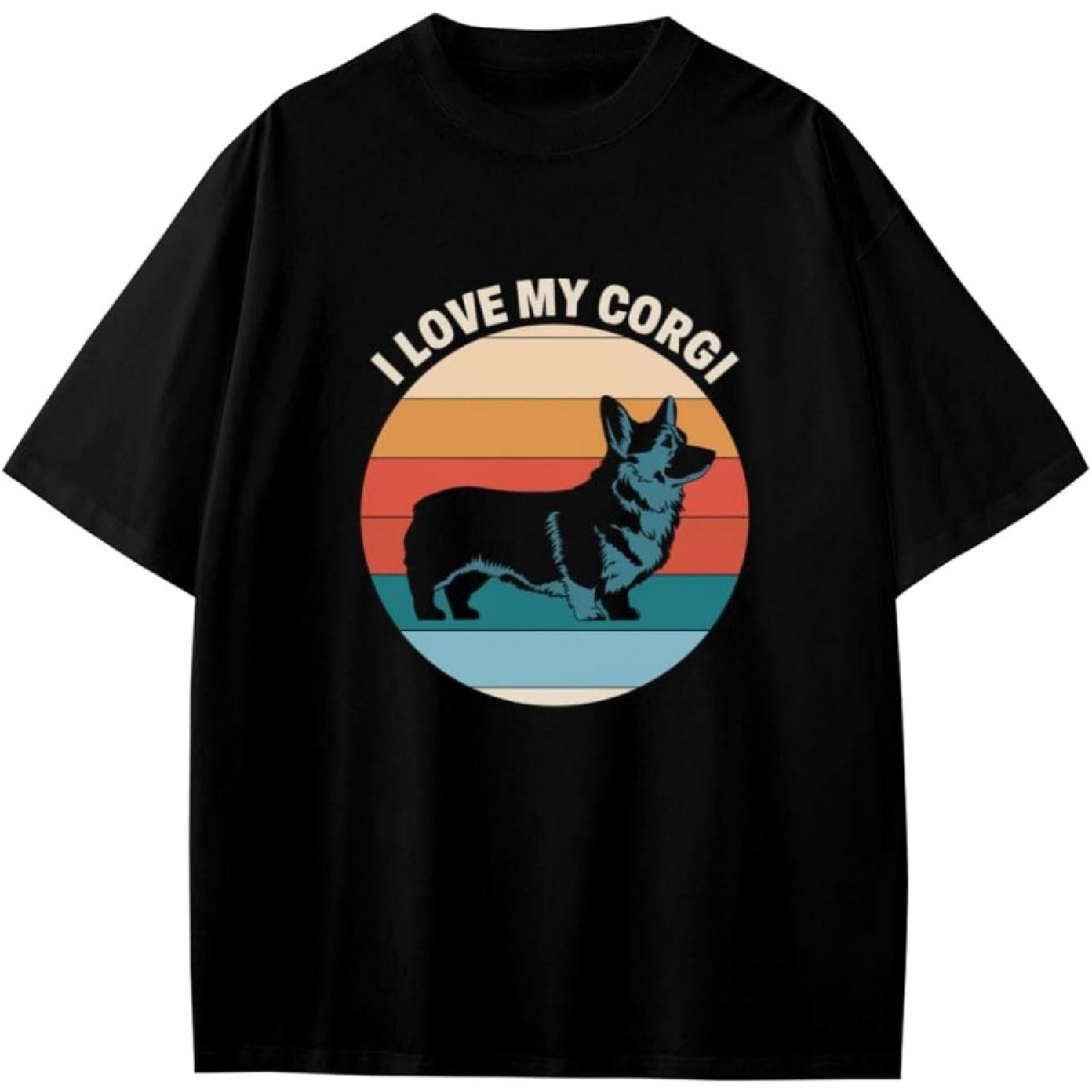 Retro I Love My Corgi Gift Boys Girls Teens T-Shirt Anime Gift XXXXXL разноцветный
