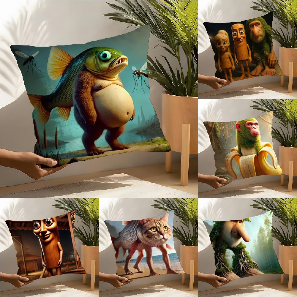 ITALlAN Brainrot Creative animal Pillow Case Home Living Room Decoration Linen Pillow Cases Cushion Cover