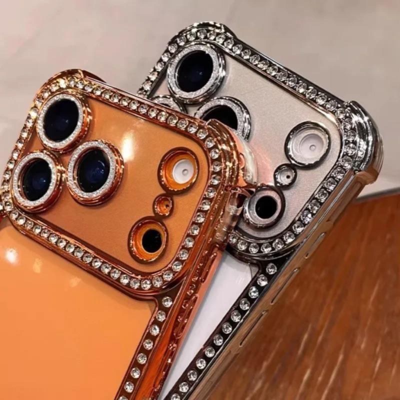 Custodia Bumper con Protezione Fotocamera in Diamante Bling Per Per Iphone 17 16 1 14 13 17Pro Max Airbag Anti-urto Trasparente Morbida