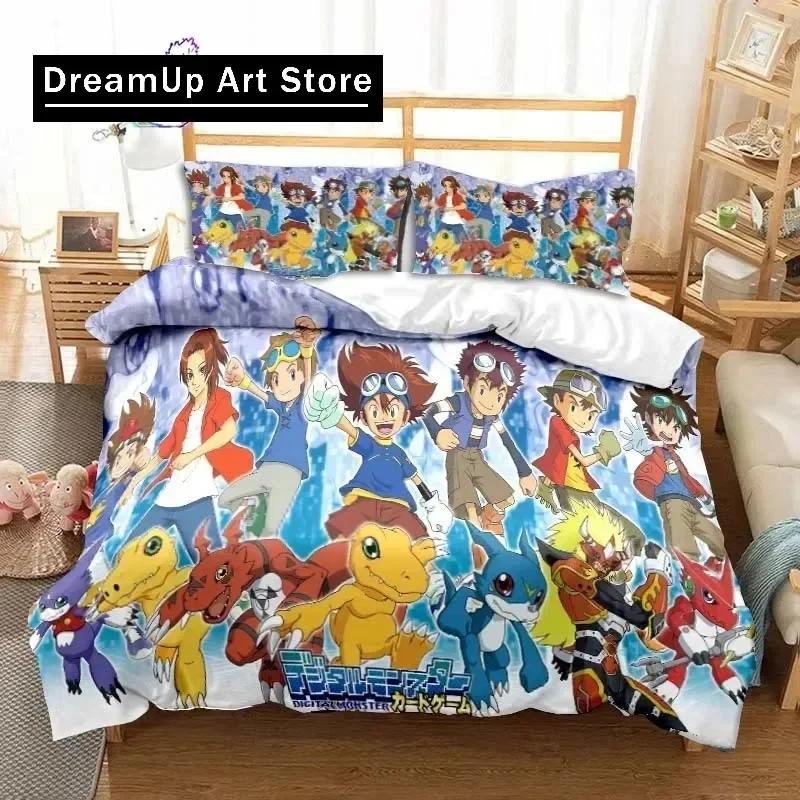 Set Biancheria da Letto Anime Digimon Adventure Singolo Gemello Matrimoniale Queen King Size Set Letto Adulto Bambino Camera da Letto Mostro Avventura Cartone Animato Biancheria da Letto