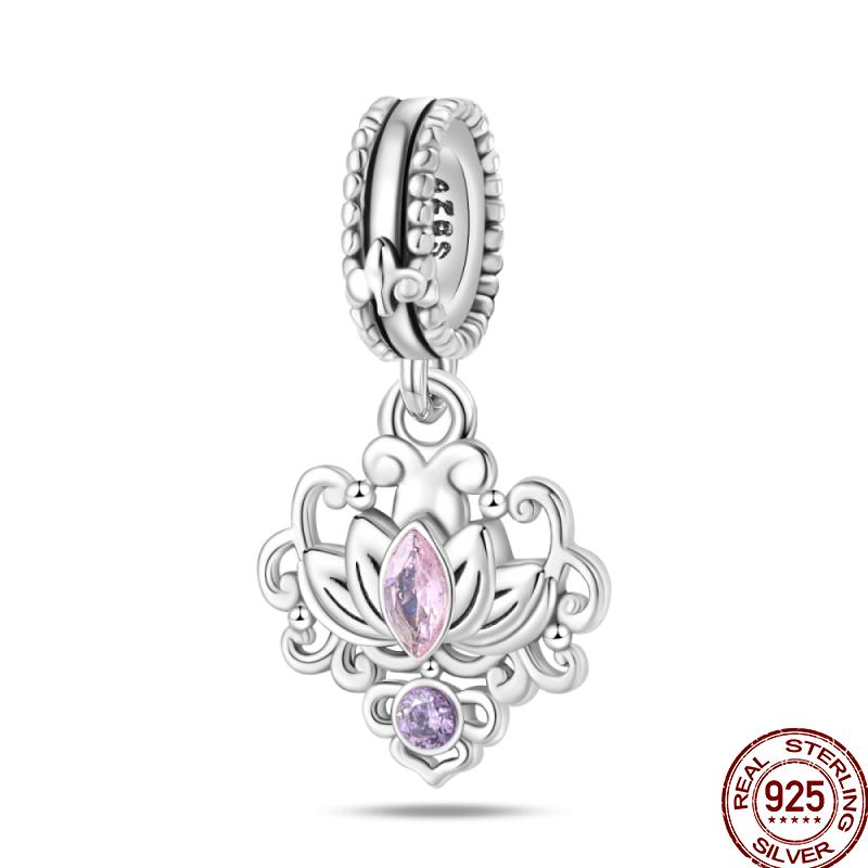 Copper Shiny Zircon Classic Classical Flower Series Charm Beads Suitable Fit 3Mm Original Charm Bracelet