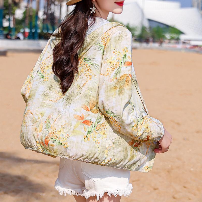 Dámské letní svrchní ochrana proti slunci oblečení s kapucí nadměrná velikost ležérní tenký dlouhý rukáv dámská letní bunda větrovka