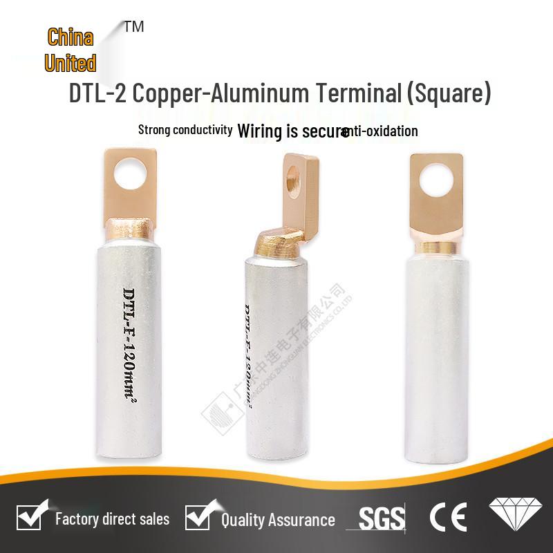 DTL-2 Square Copper Aluminum Pin Terminal Tin-Plated Connector Lug