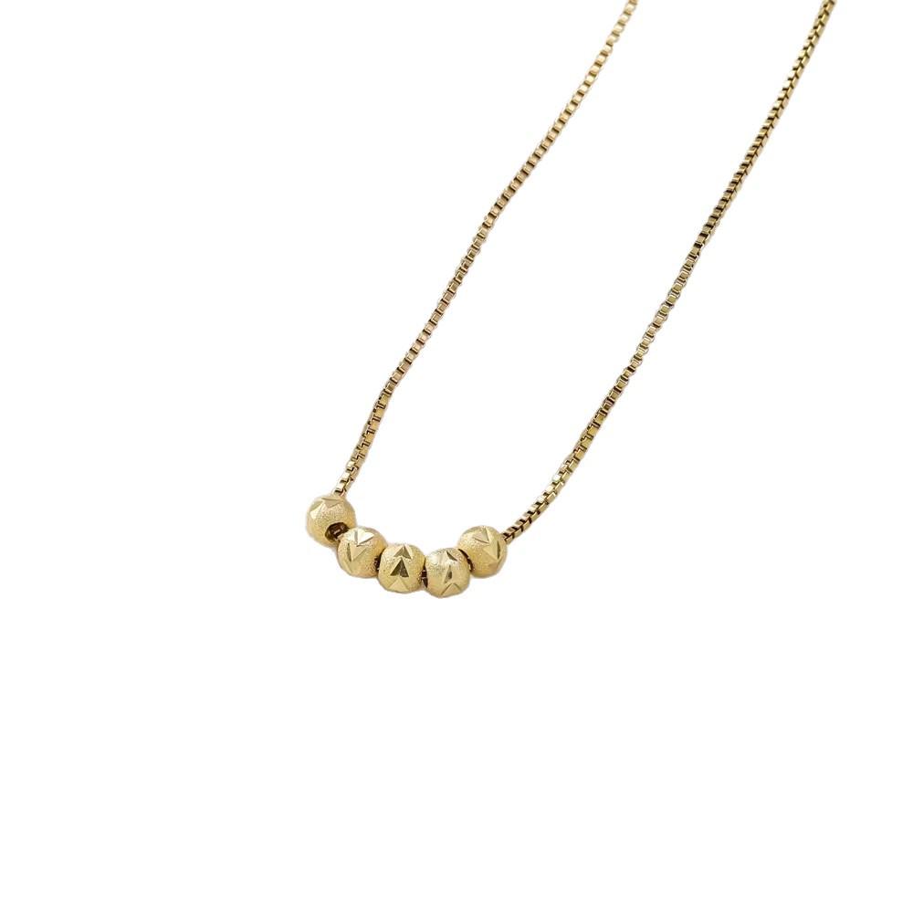 Women's Titanium Steel Five Blessings Necklace - Fashionable Luxury Clavicle Chain with Lucky Bead Pendant