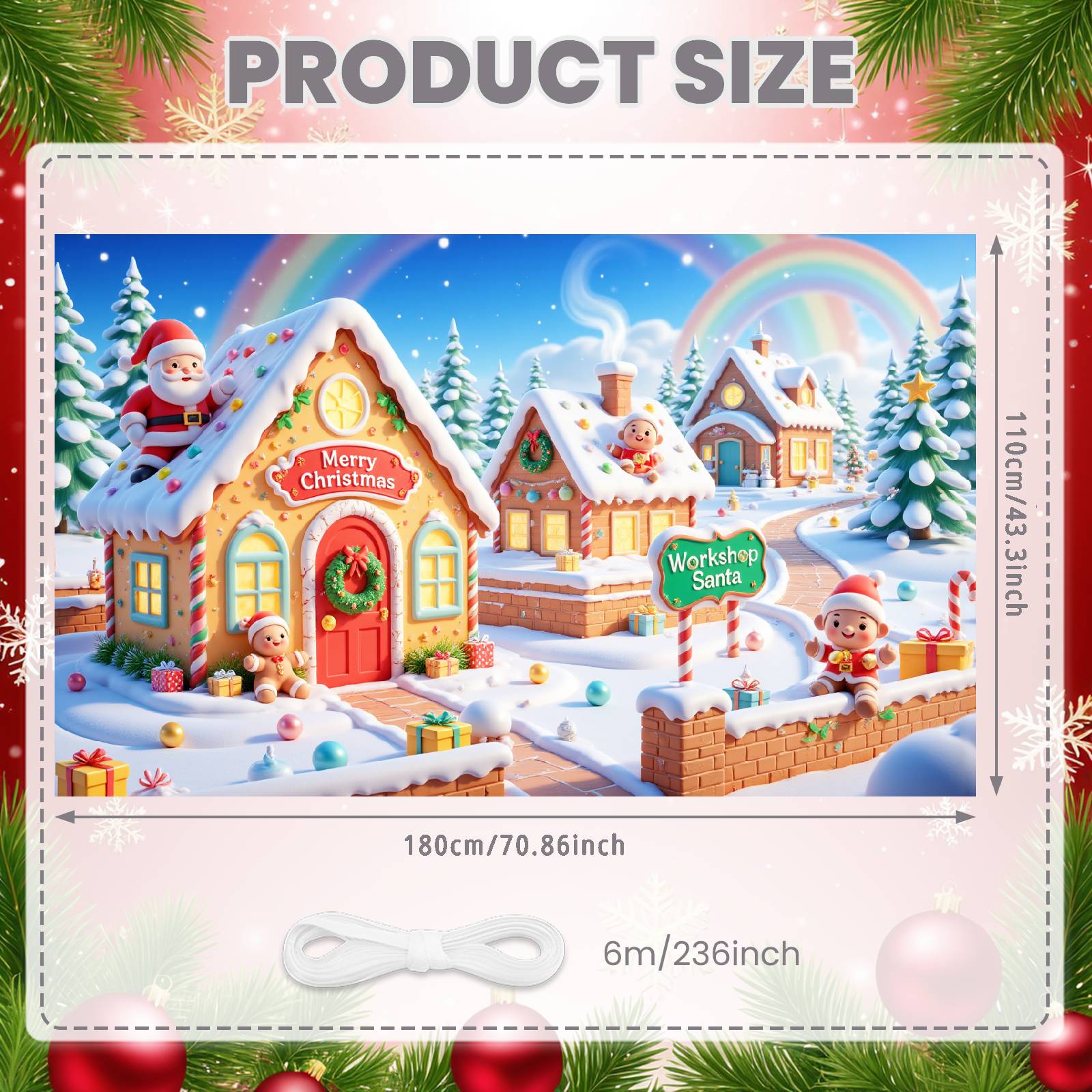 Christmas Banner Gift Boxes Xmas Display Xmas Workshop Background Candy Cane Accents Santa s Workshop Display For Xmas Event