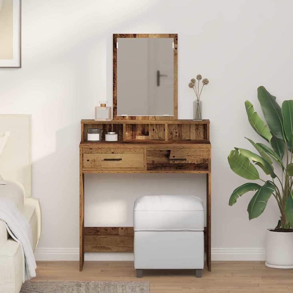 Vintage style Makeup Table with Shelf 79 x 41 x 140 cm Engineered Wood