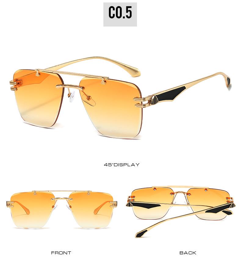 Frameless Gradient Sunglasses: European & American Style with Metal Texture