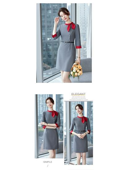 2024 Elegante Professionelle Arbeitskleidung für Frühling & Herbst: Kleid im Göttinnen-Stil für Verkaufs-, Empfangs-, Schönheitssalon- und Flugbegleiterrollen