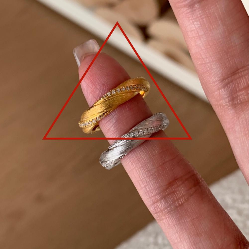 Li Luo Vintage Gold Brushed 925 Sterling Silver Adjustable Women's Ring