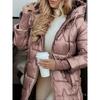 2026 Winter Womens Hooded Mid-Length Loose Cotton Puffer Coat Warm Fashion Casual Outerwear