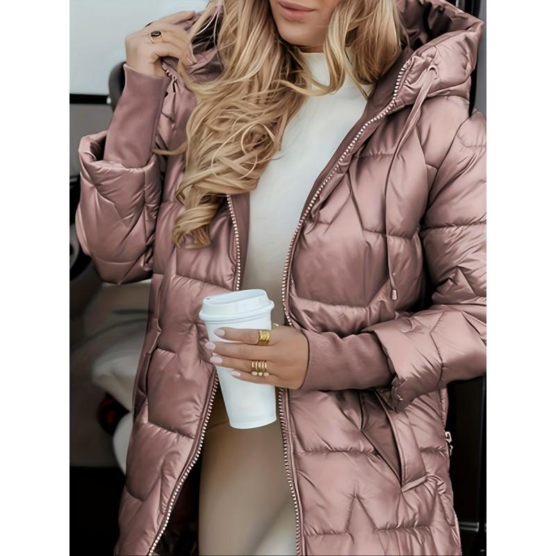 2026 Winter Womens Hooded Mid-Length Loose Cotton Puffer Coat Warm Fashion Casual Outerwear