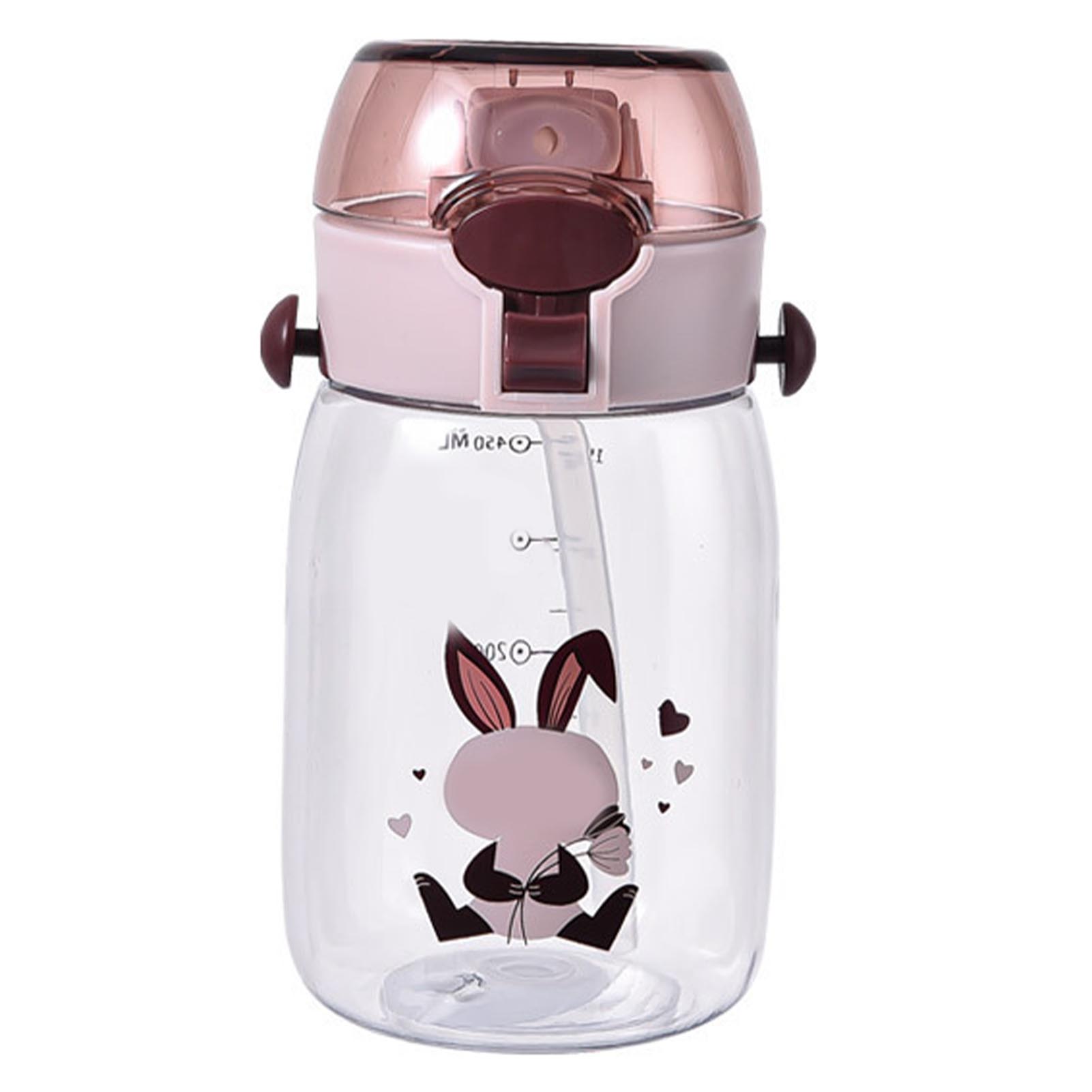 

Kids Water Bottle with Straw PC PP Silicone 530ml Spill Proof Cute Cartoon Sports Water Bottle with