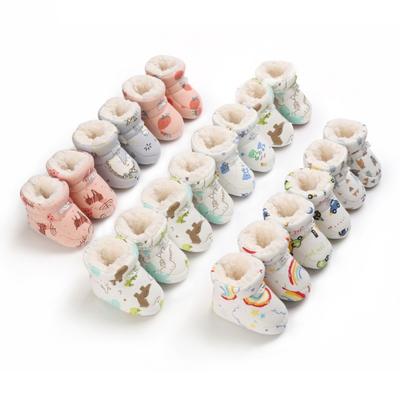 Baby Warm Boots 0-18M Baby Non Slip Walking Shoes Cartoon Printed Boots