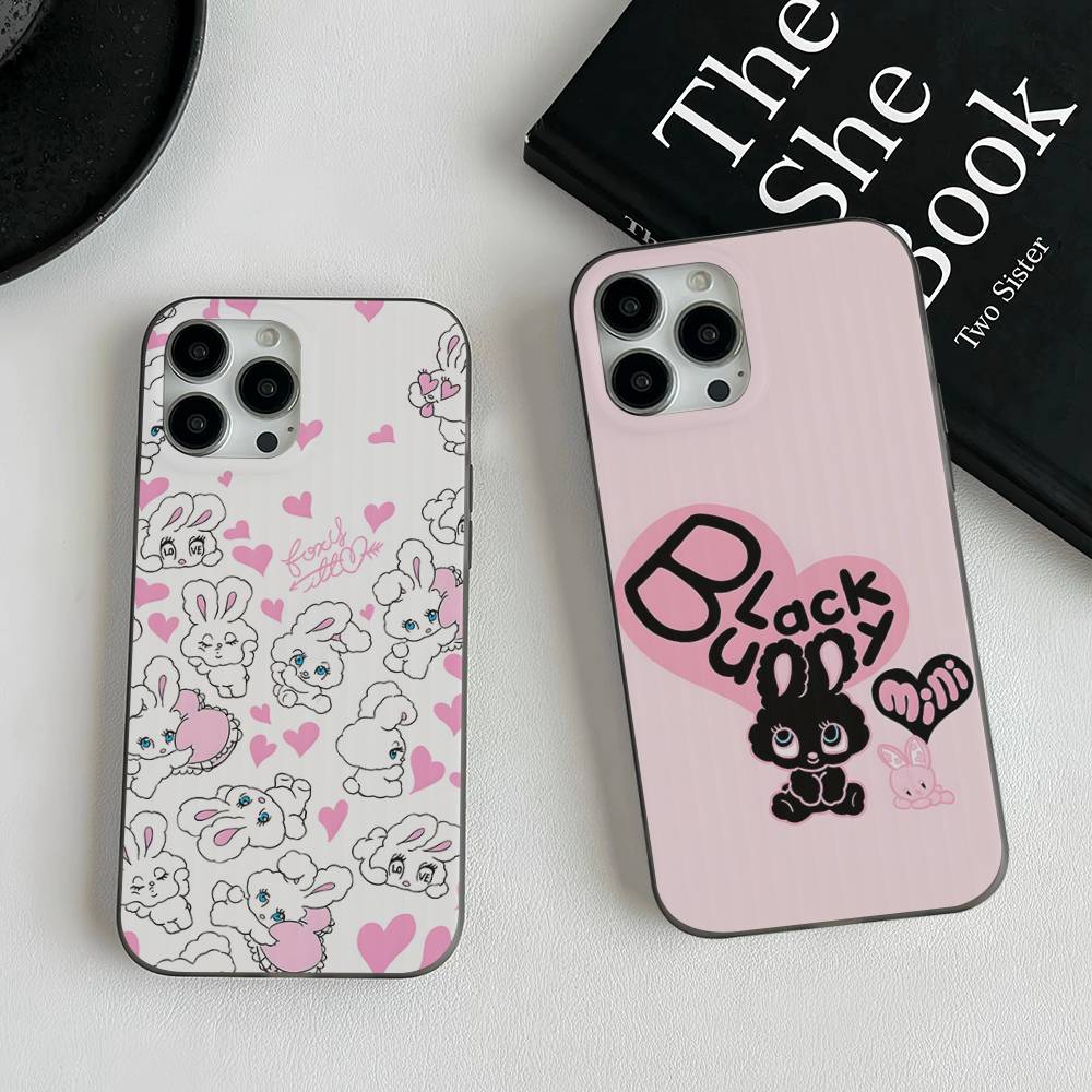 Cute Cartoon Esthers Bunny Phone Case For IPhone 17 16 15 14 13 12 11 Corrugated Frosted Soft Cover Anti-Slip