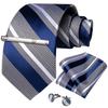 [DiBanGu] Striped Necktie, Handkerchief, Cufflinks, Tie Pin Set - Perfect for Weddings, Business, Entrance Ceremonies, Graduations, and Year-End