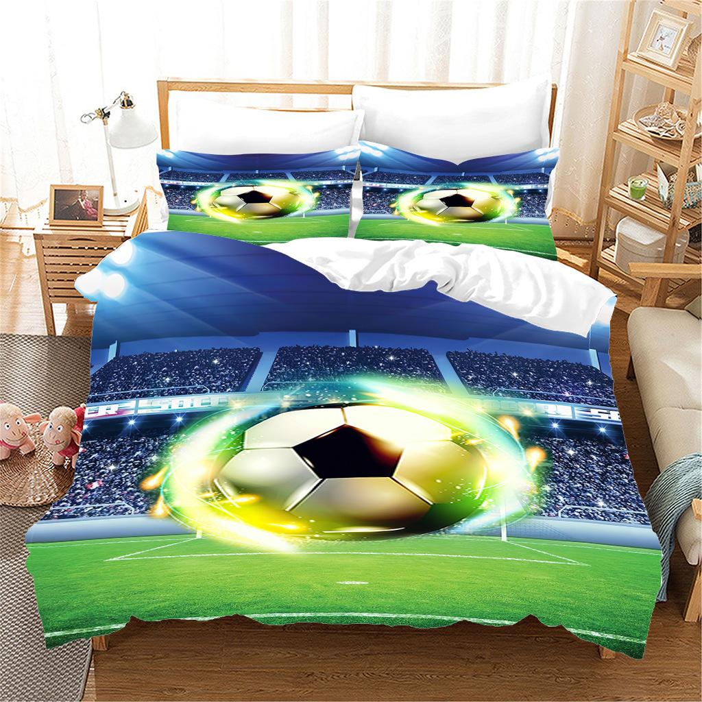 

Football Style Printing Three-Piece Set Four-Piece Digital Printing Quilt Cover Pillowcase Bed Sheet 135*200