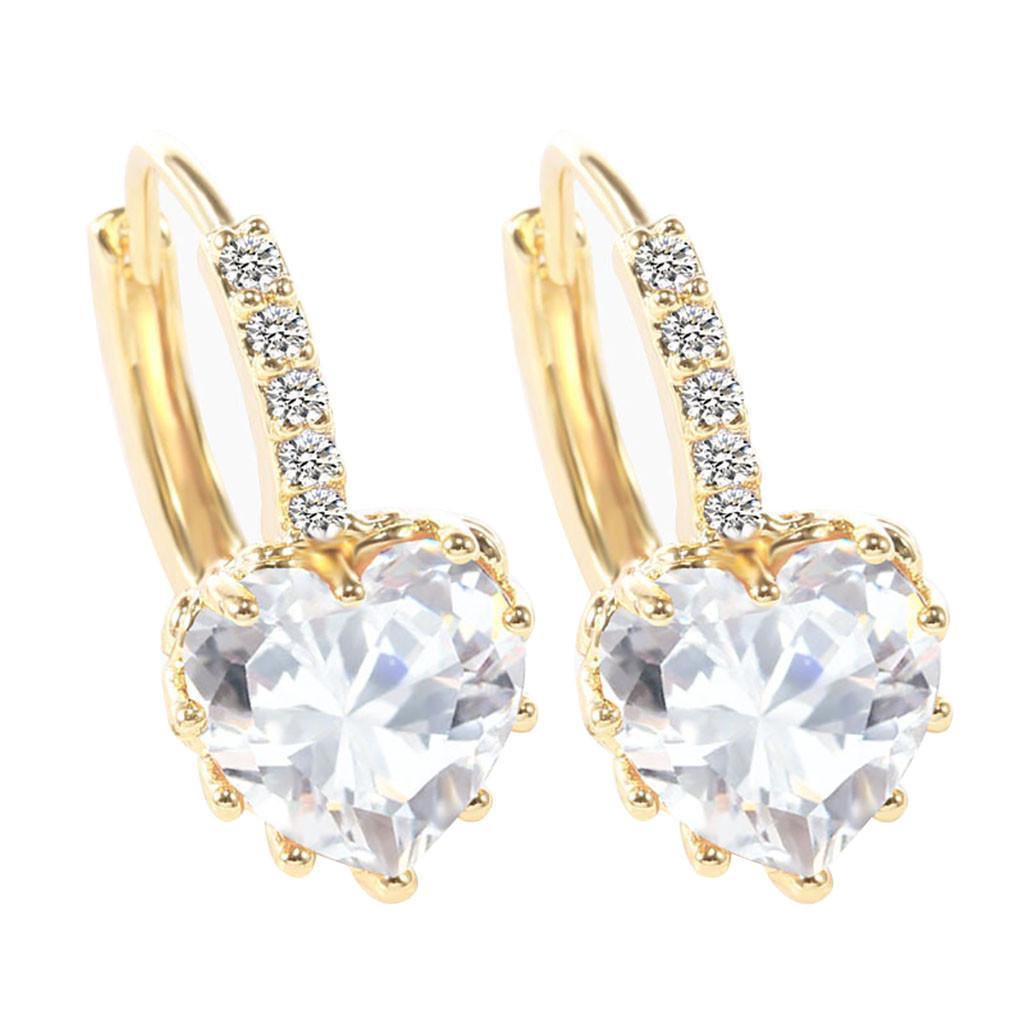Women Earrings Heart-shaped Zircon Multi-color Fashion  Earrings