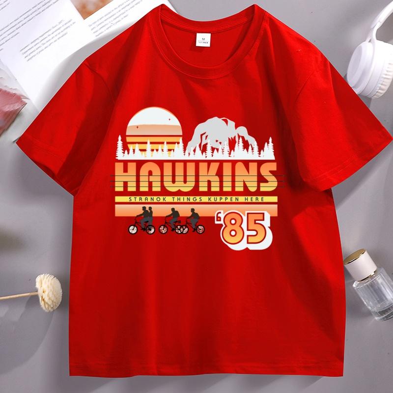 Netflix Hawkins Strange Things 85 Retro TShirt Unisex Women By Bike Printed T Shirt Casual Graphic Tees Loose Short Sleeve Tshirt S