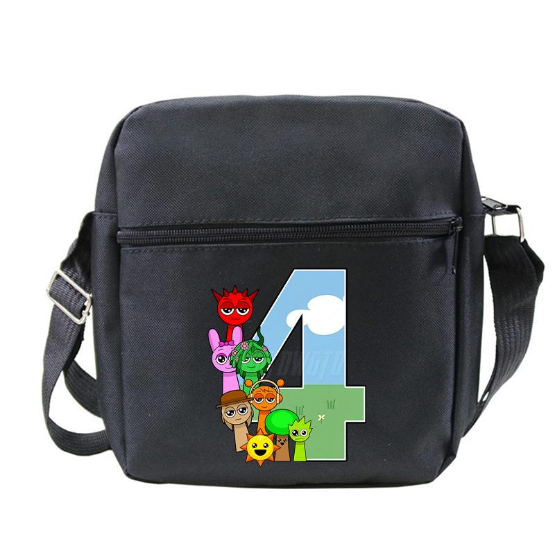 Fashion Children'S Shoulder Bag 26 Letters Personalized Printing Rhythm Box Black Messenger Bag Stationery Bag