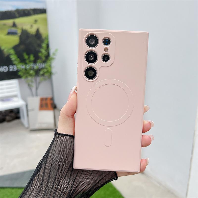 Suitable for Samsung S23ultra Magnetic Suction Mobile Phone Case S22 Liquid Silicone S24plus Lens Full Inclusive Protective Case