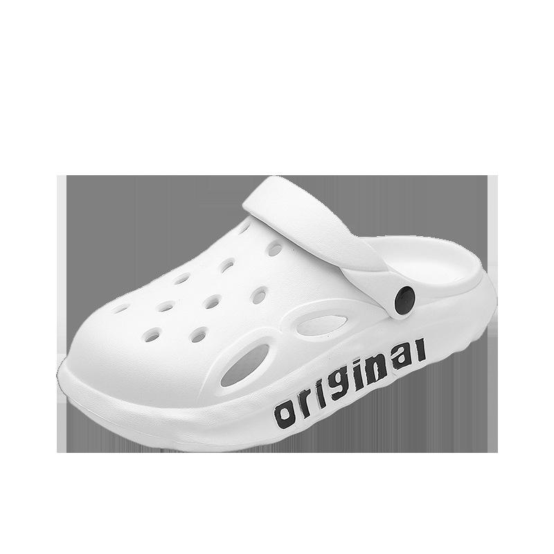 

Тапочки мужские 2024 года, новая модная летняя одежда, мягкая подошва, дырочки, модные повседневные пляжные сандалии, спортивные сандалии 40-41 белый