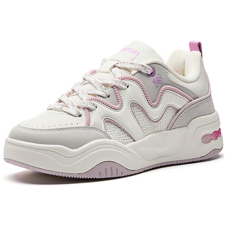 Anta Slip Resistant Abrasion Resistant Low top Skateboard Shoes Women's White Gray Pink Sneakers 122528036-1