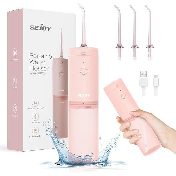 Water Flosser Dental Oral Irrigator Teeth Cleaner Portable Travel Rechargeable Cordless,IPX7 Electric Plaque Remover 3 Modes 3 Jet Tips 140ml