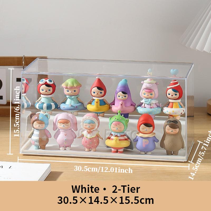 

2-3 Tier Step White Yellow Blue Acrylic Display Rack for Popmart Molly Figs Blind Box Stackable Hot Sale 1pcs