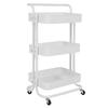 Rolling Utility Cart with 360 degrees  Rotating Wheels Handle Carbon Steel High Load Bearing 3 Tier Mesh