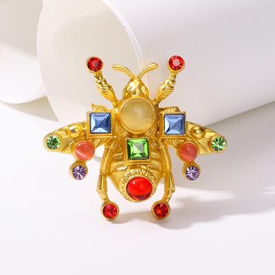 Mittelalterlicher Vintage Retro Schwerindustrie Biene Vielseitige Brosche Accessoires, Farbiger Diamant Hummel Korsage