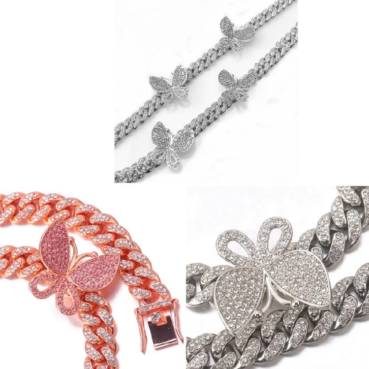 Bling Cuban Link Chain Butterfly Choker Necklace Thick Rapper Chains Hip-Hop