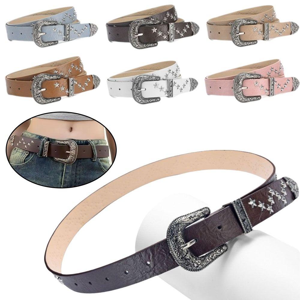 Trendy Versatile Y2k Punk Belt PU Leather Star Rivet Belts Hip-Hop Gothic Belt Unisex