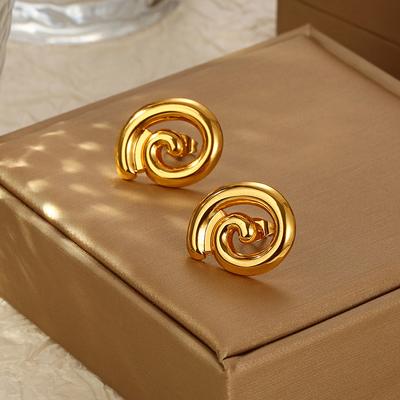 Moda Mizaç Paslanmaz Çelik Spiral Küpeler Retro Moda Basit Yüksek Anlam 18K Küpeler