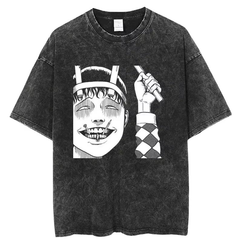 Hot Sale Horror Manga Tomie Graphic T-shirt Men Women T Shirt Hip Hop Y2k Washed Oversized Tee Hip Hop Gothic Cotton T-shirts