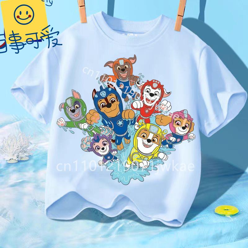 Summer Kids Korean Clothes Baby Casual Tees Cute Birthdays Gifts Paw Patrols Girl Boys T Shirt Cartoon Skye Short Sleeve Tops