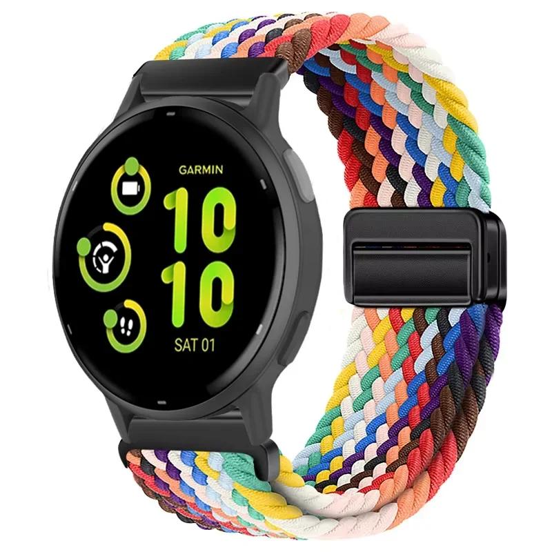20/22mm Nylon Strap for Garmin Forerunner 55 165 970 570 965 955/Venu 4 45mm Magnetic Band Garmin Vivoactive 5 6/Vivomove Trend