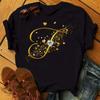 Custom Name Letter Combination Fashion Women T-shirt Diamond Gold Letter Font  Short Sleeve Tops Black T-shirt