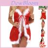 Luxurious Women Sexy Lingerie Red Babydoll Nightwear Santa Christmas Sleepwear G-string Set
