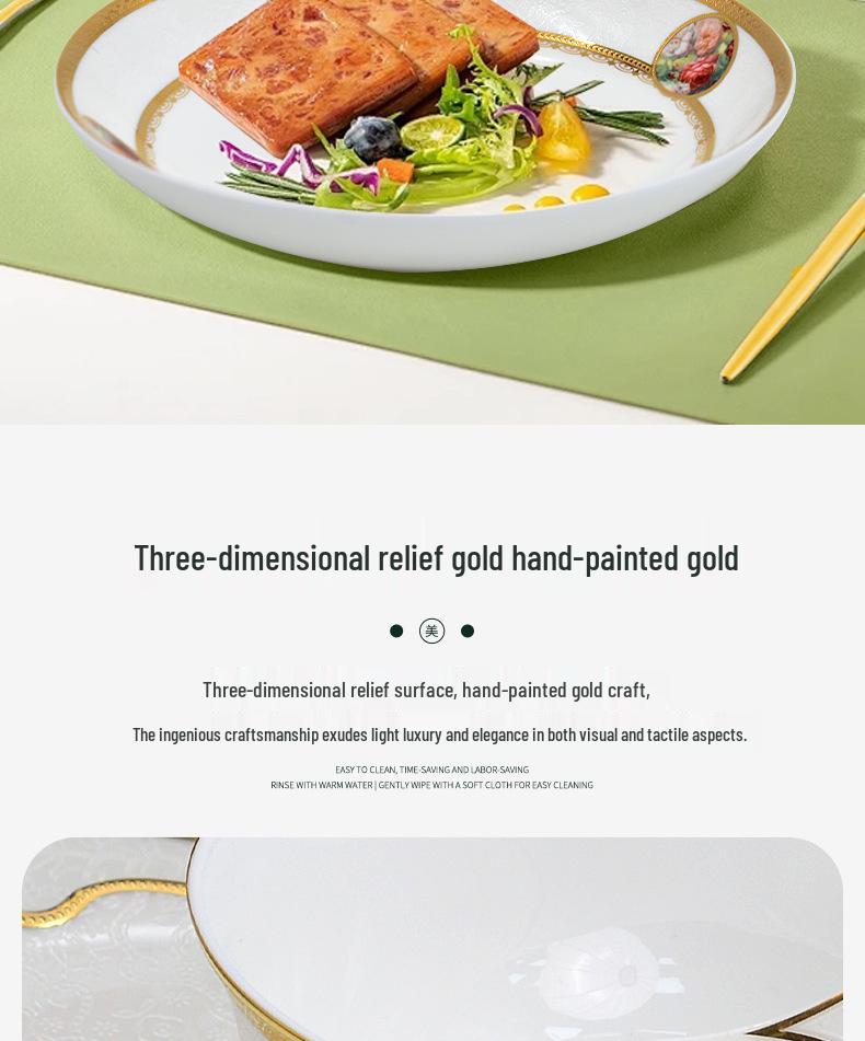 Karosa Light Luxury Bone China Gold Flower Design Tableware Set for Breakfast & Afternoon Tea.