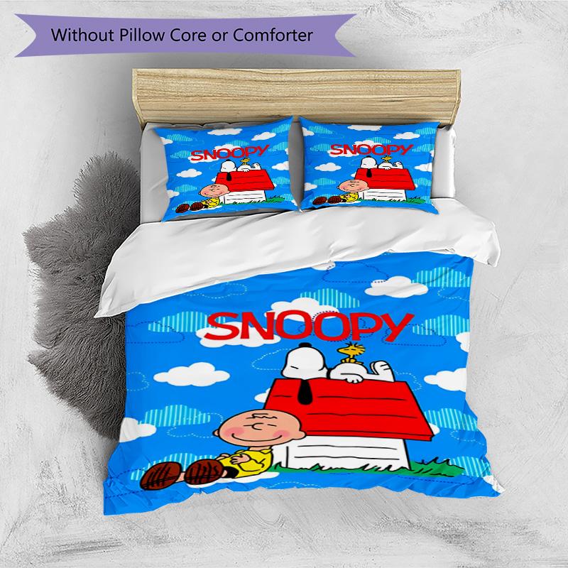 3pcs Duvet Cover Set (1*Duvet Cover + 2*Pillowcase, Without Core), Snoopy Print Bedding Set, Bedroom Decor, All‑Season, Birthday Gift