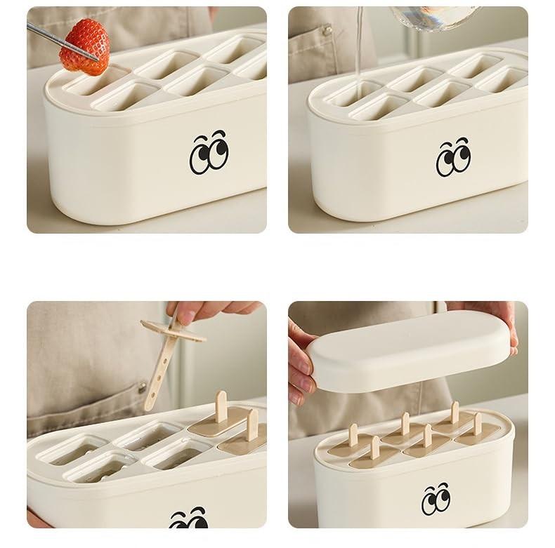 Slilcone Popsicle Molds, Cute Ice Molds With Sticks,Easy-Release,BFA Free, Homemade Ice Cream Molds