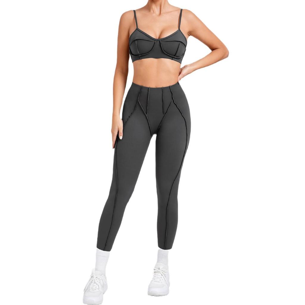 New Frosted Yoga Set: European & American Style, Tight Fit, Body Shaping Sportswear