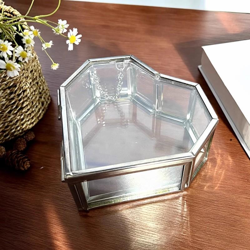 Hexagonal Engagement & Wedding Ring Box - Transparent Glass Jewelry Storage Gift Box